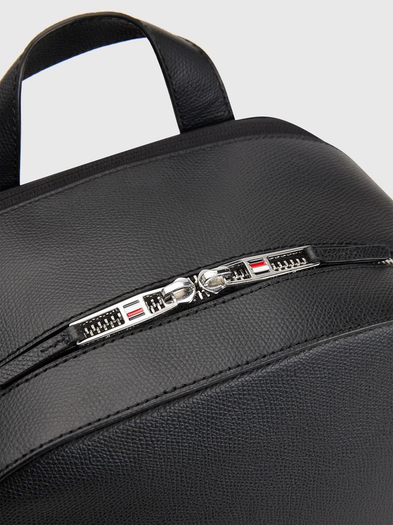 Férfi Tommy Hilfiger City Bőr Backpack Táska Fekete | HU 1478CTV